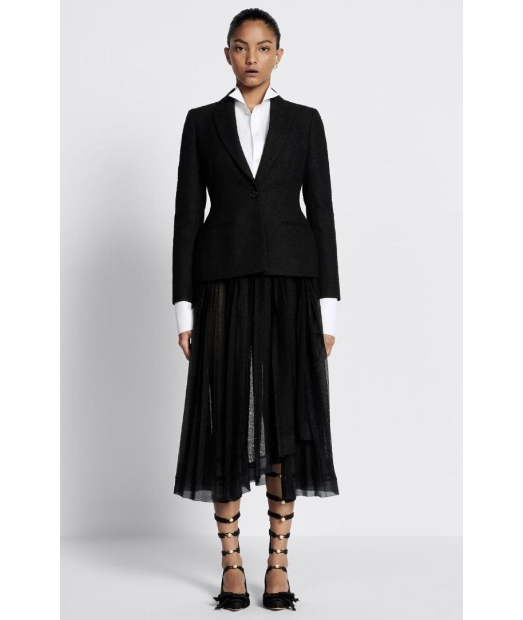 CHRISTIAN DIOR Черная шелковая юбка миди, фото 4