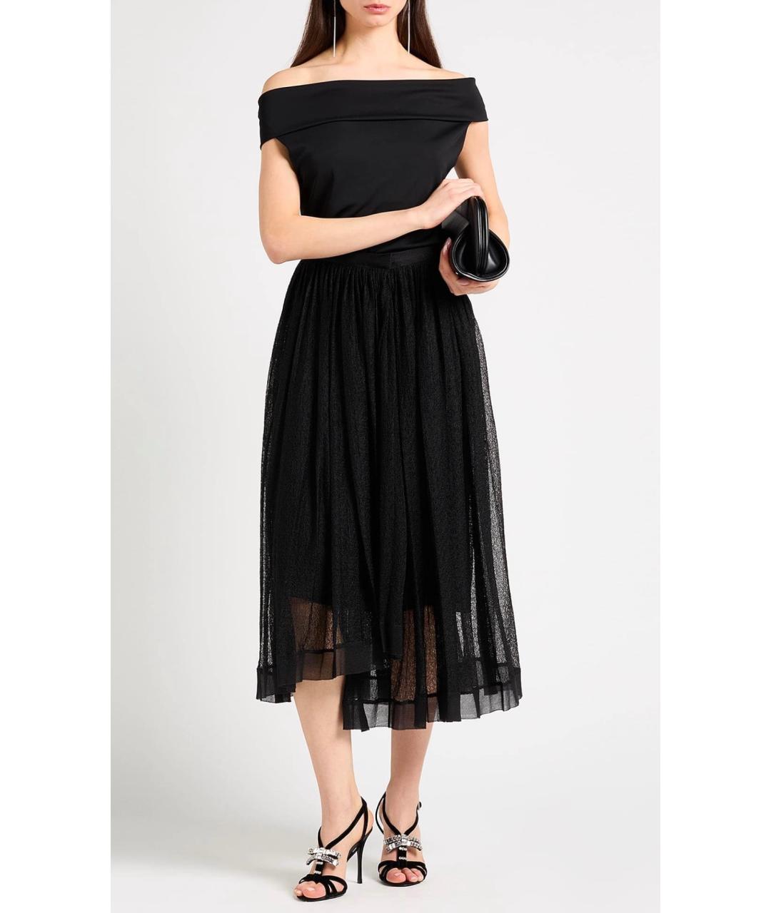 CHRISTIAN DIOR Черная шелковая юбка миди, фото 2