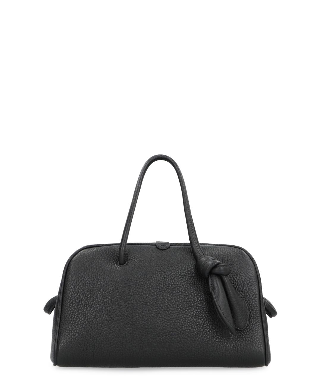 JACQUEMUS Черная кожаная сумка с короткими ручками, фото 1
