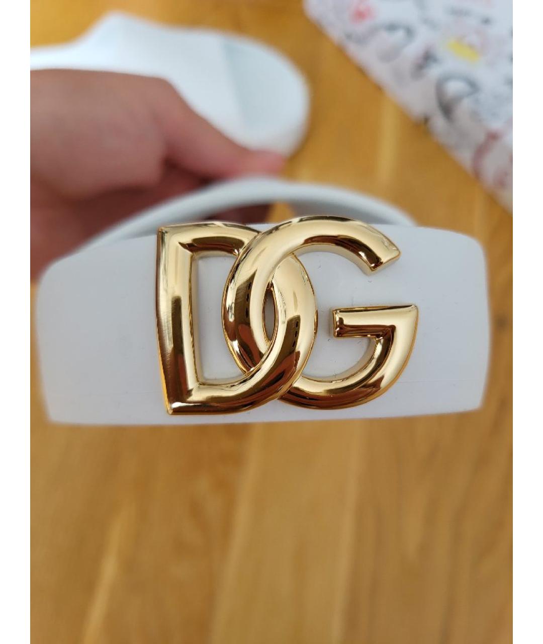 DOLCE&GABBANA Белые шлепанцы, фото 6