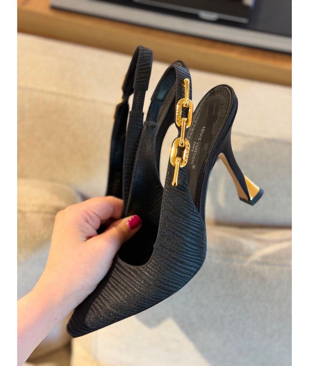 LOUIS VUITTON Черные текстильные туфли, фото 5