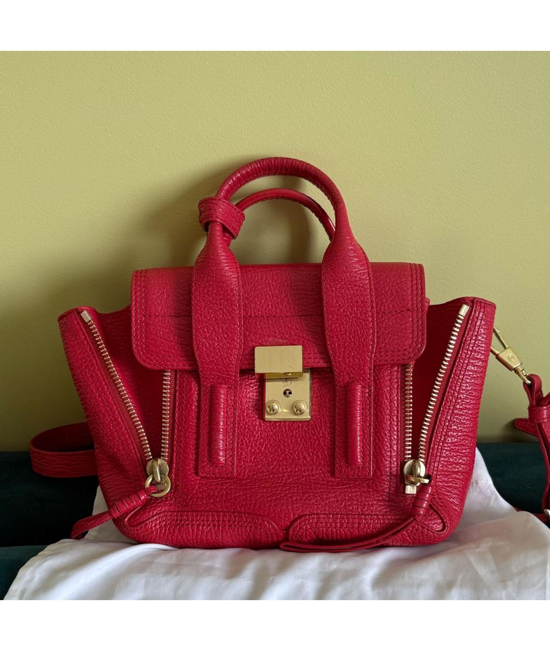 3.1 PHILLIP LIM Красная кожаная сумка тоут, фото 5