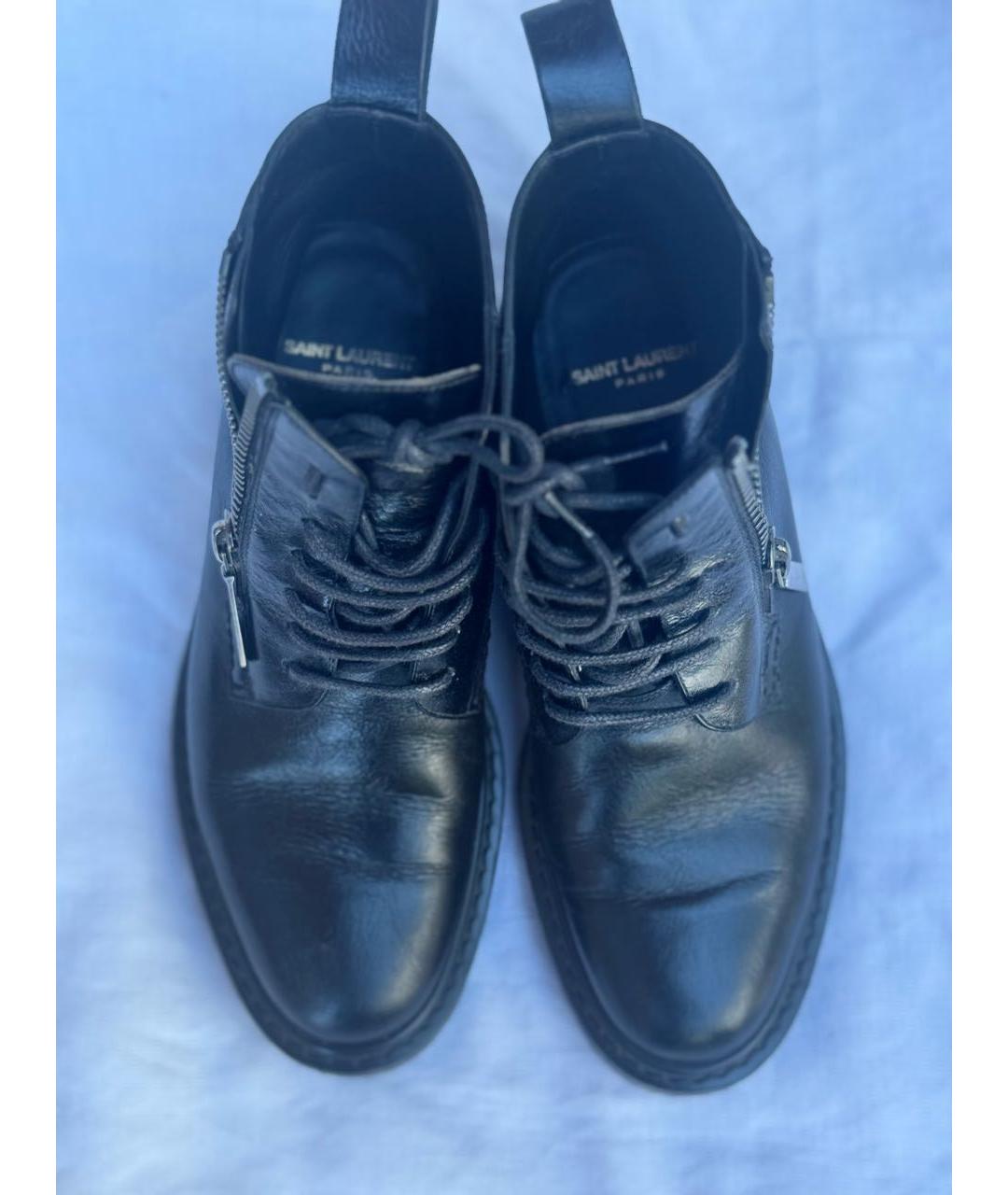 SAINT LAURENT Черные кожаные ботинки, фото 2