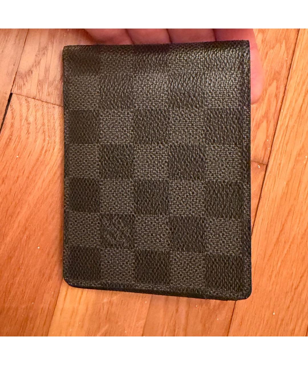 LOUIS VUITTON Черный кожаный кошелек, фото 5