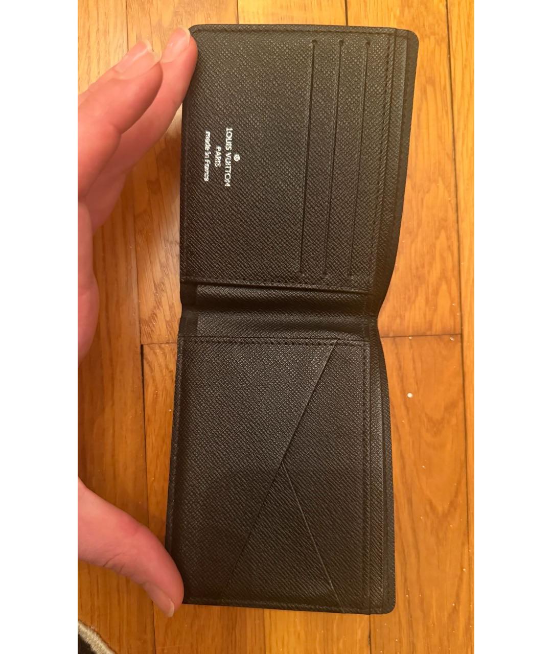 LOUIS VUITTON Черный кожаный кошелек, фото 2