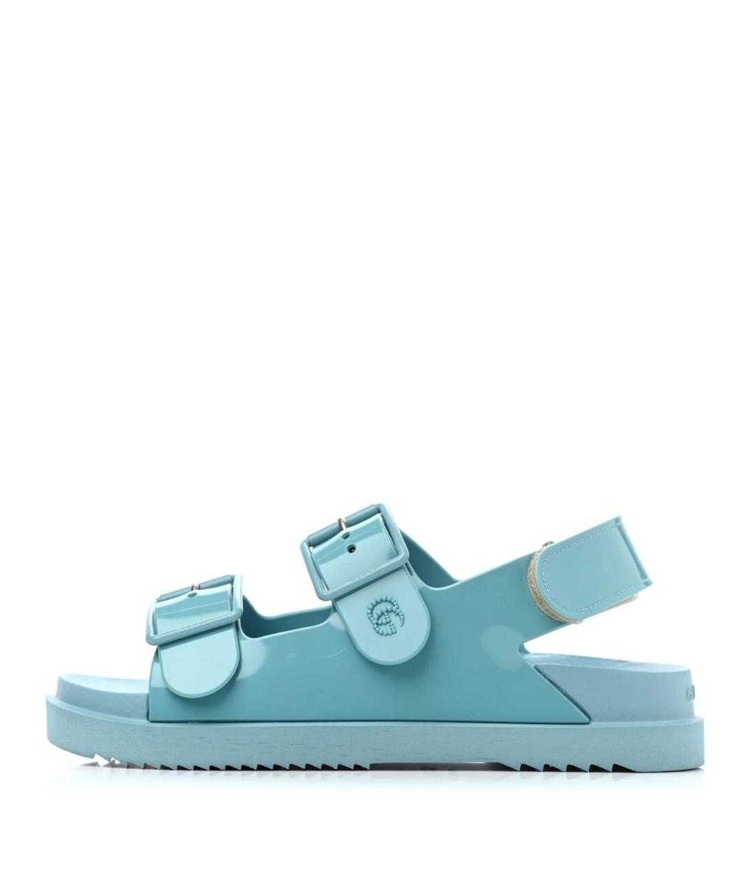 GUCCI Бирюзовые резиновые сандалии, фото 5