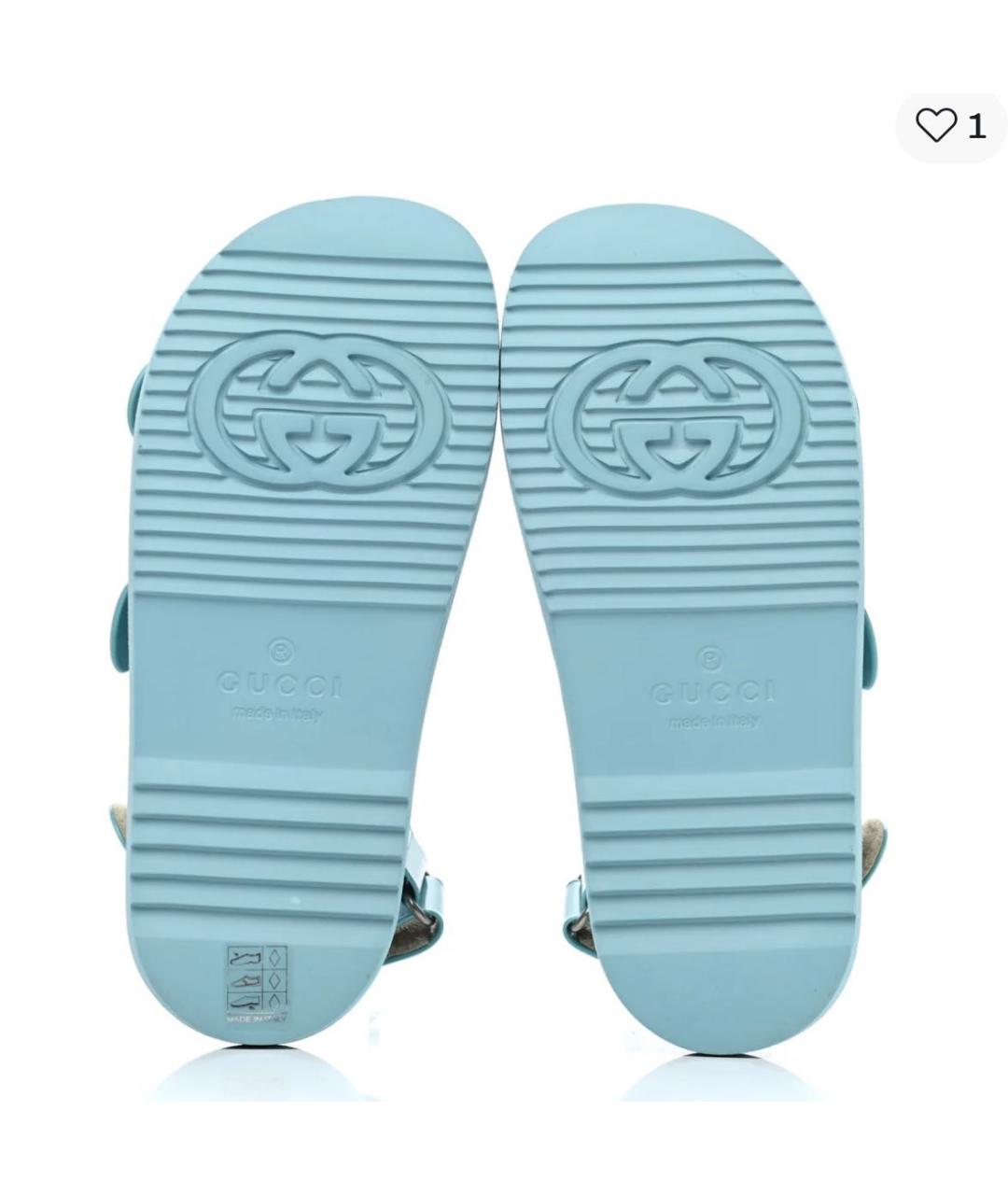 GUCCI Бирюзовые резиновые сандалии, фото 4