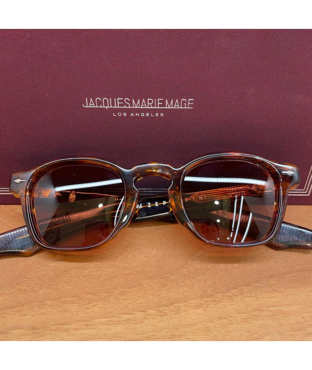 JACQUES MARIE MAGE Коричневые пластиковые солнцезащитные очки, фото 4