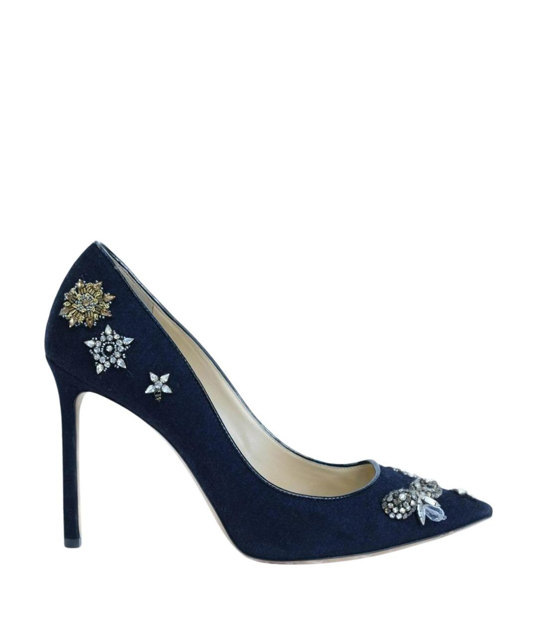 JIMMY CHOO Темно-синие текстильные туфли, фото 1