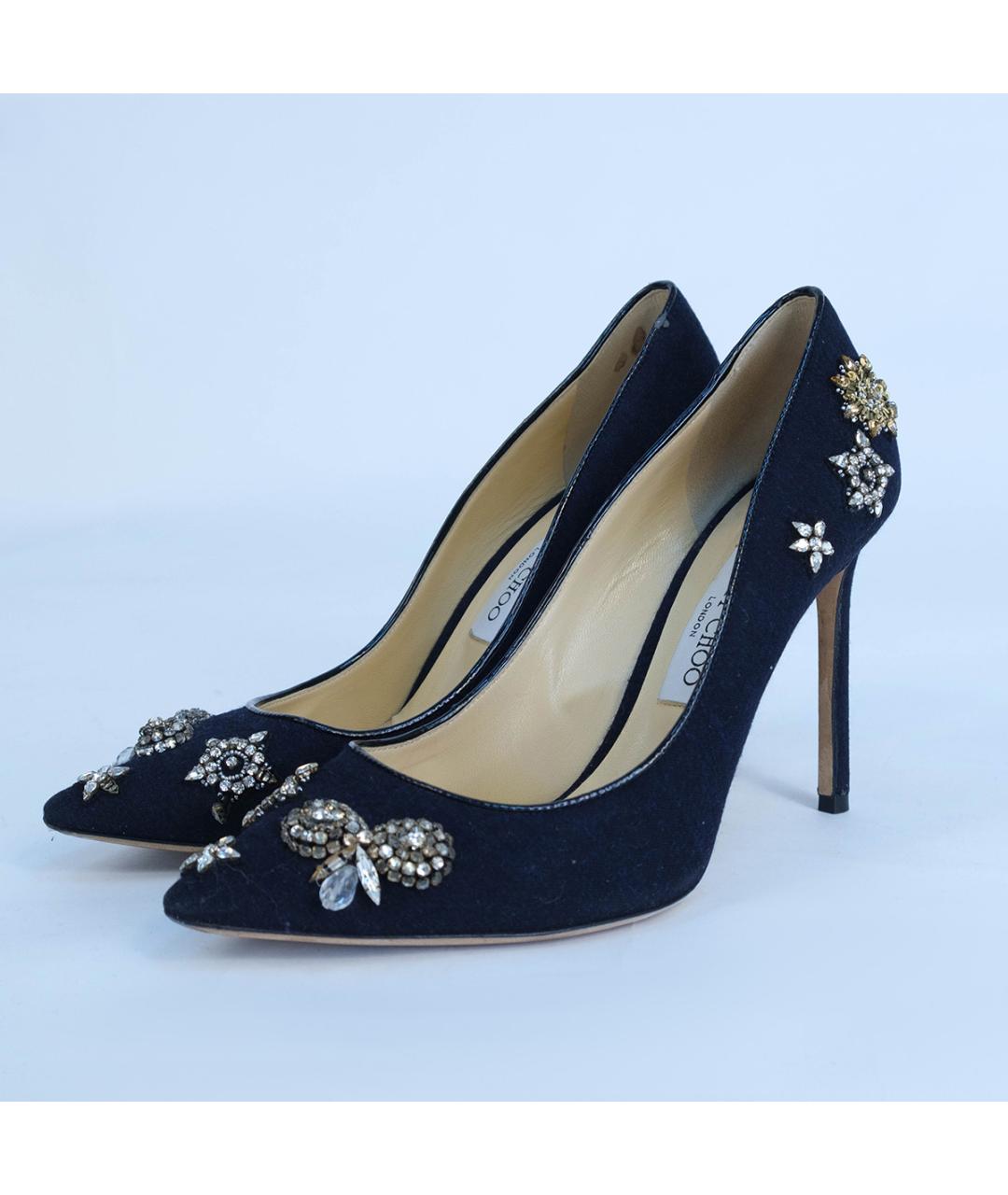 JIMMY CHOO Темно-синие текстильные туфли, фото 3