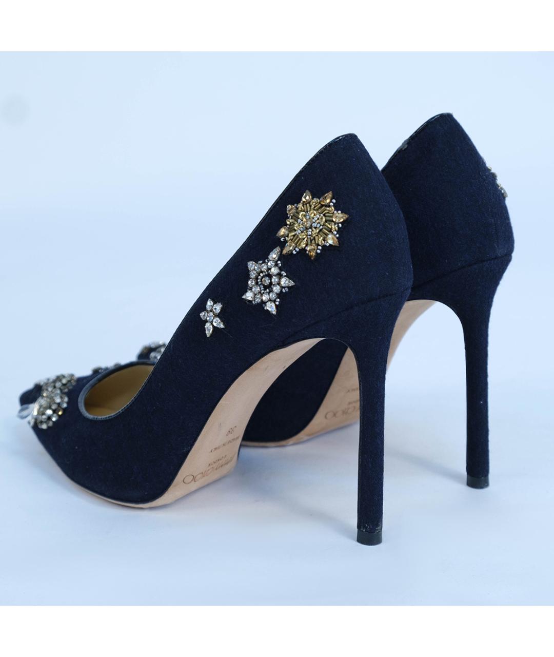 JIMMY CHOO Темно-синие текстильные туфли, фото 7
