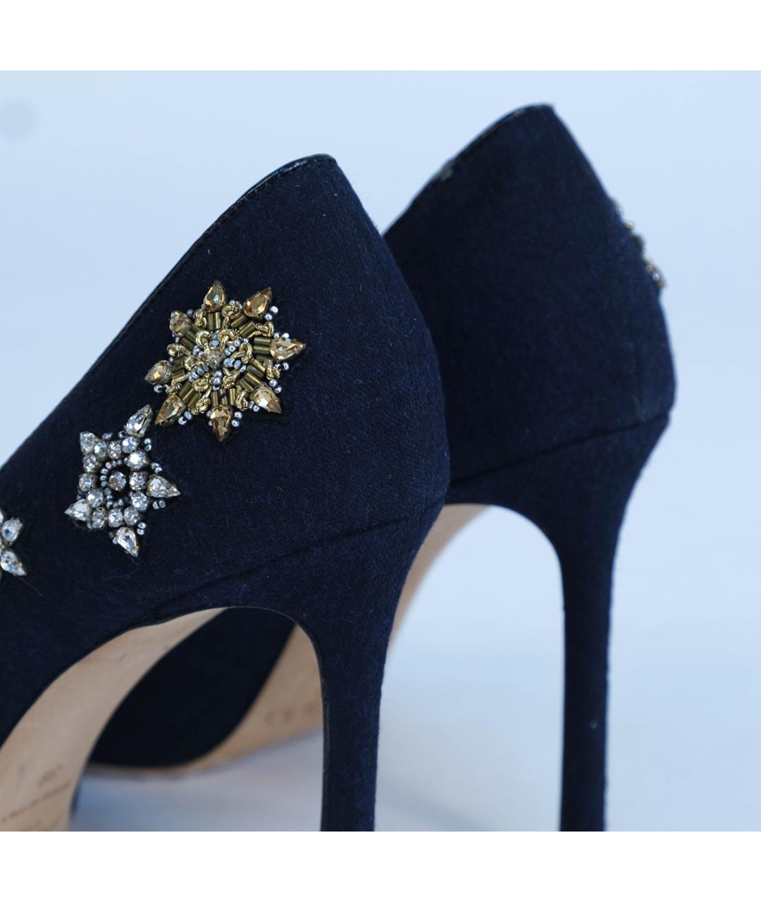 JIMMY CHOO Темно-синие текстильные туфли, фото 6
