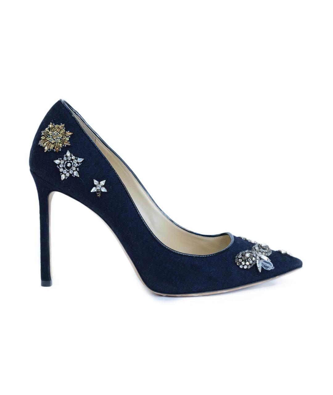 JIMMY CHOO Темно-синие текстильные туфли, фото 8