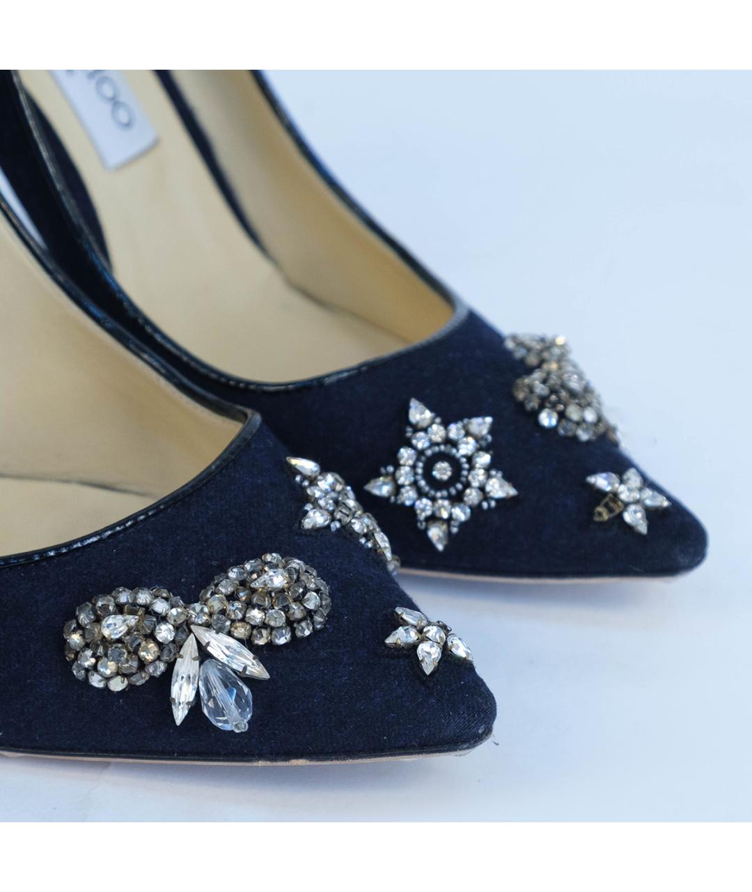 JIMMY CHOO Темно-синие текстильные туфли, фото 4