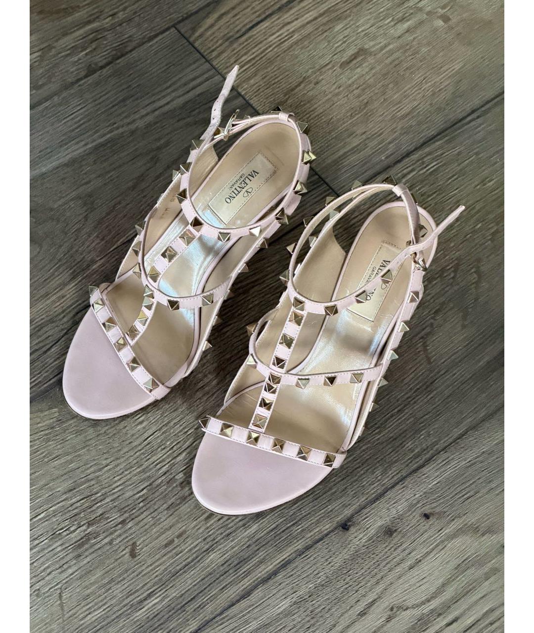 VALENTINO Розовые кожаные босоножки, фото 4