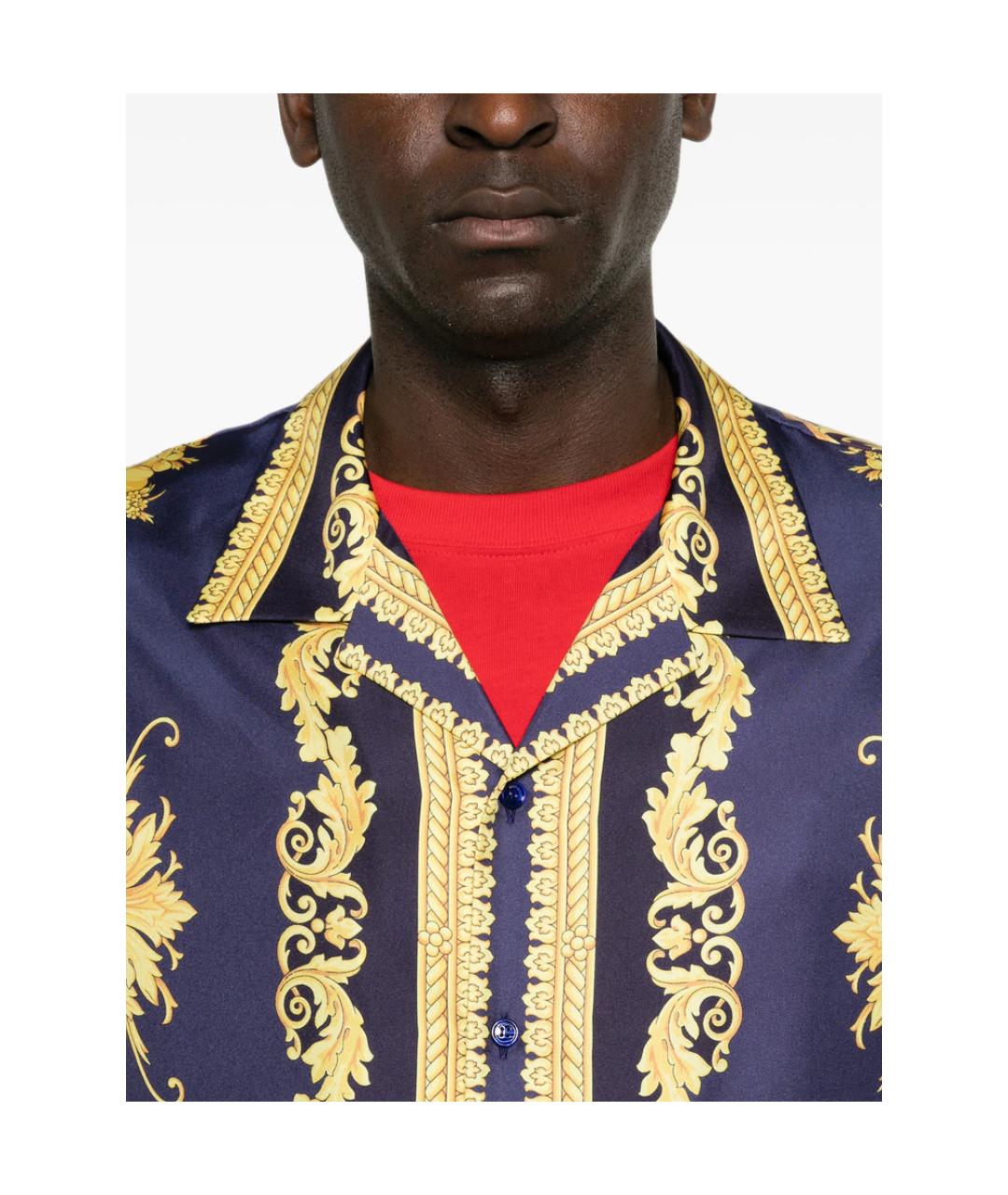 VERSACE Фиолетовая шелковая кэжуал рубашка, фото 2