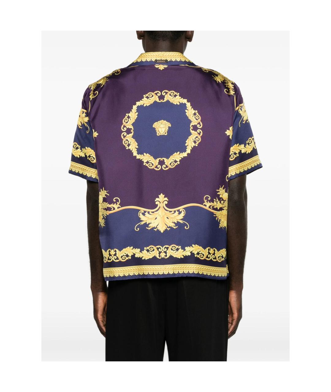 VERSACE Фиолетовая шелковая кэжуал рубашка, фото 5