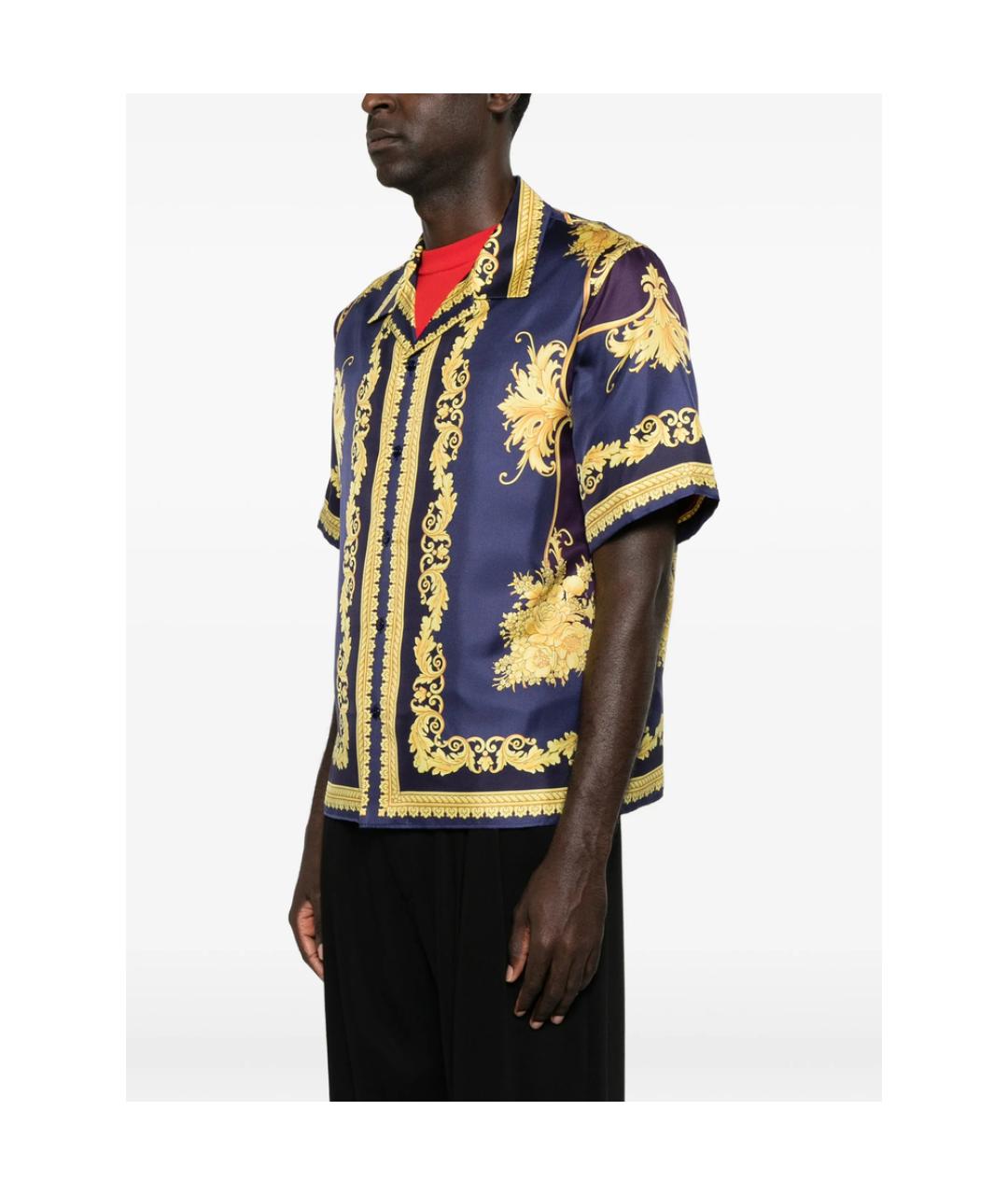 VERSACE Фиолетовая шелковая кэжуал рубашка, фото 4