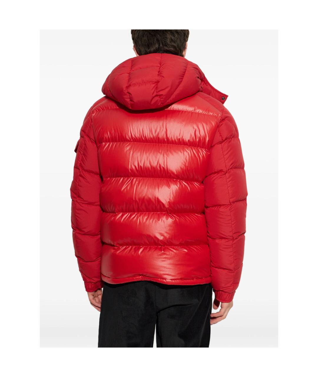 MONCLER Красный полиэстеровый пуховик, фото 4