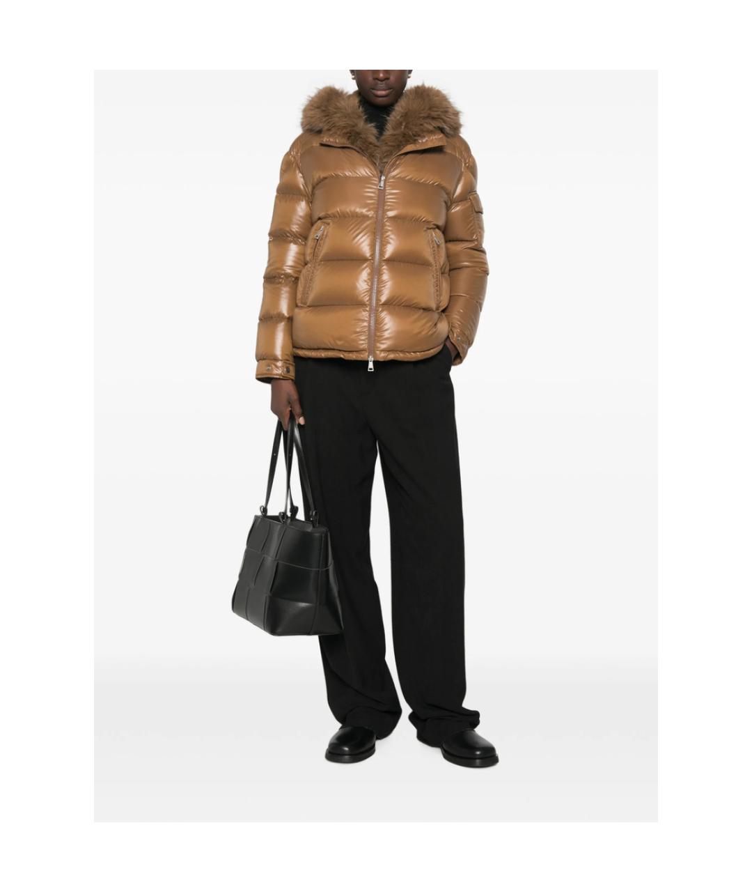MONCLER Коричневый полиамидовый пуховик, фото 4