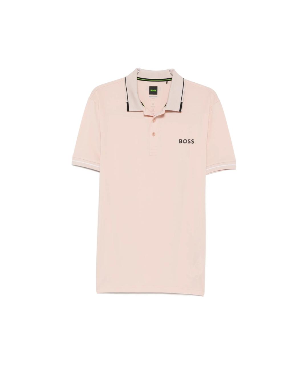 HUGO BOSS Розовое хлопко-полиэстеровое поло с коротким рукавом, фото 1