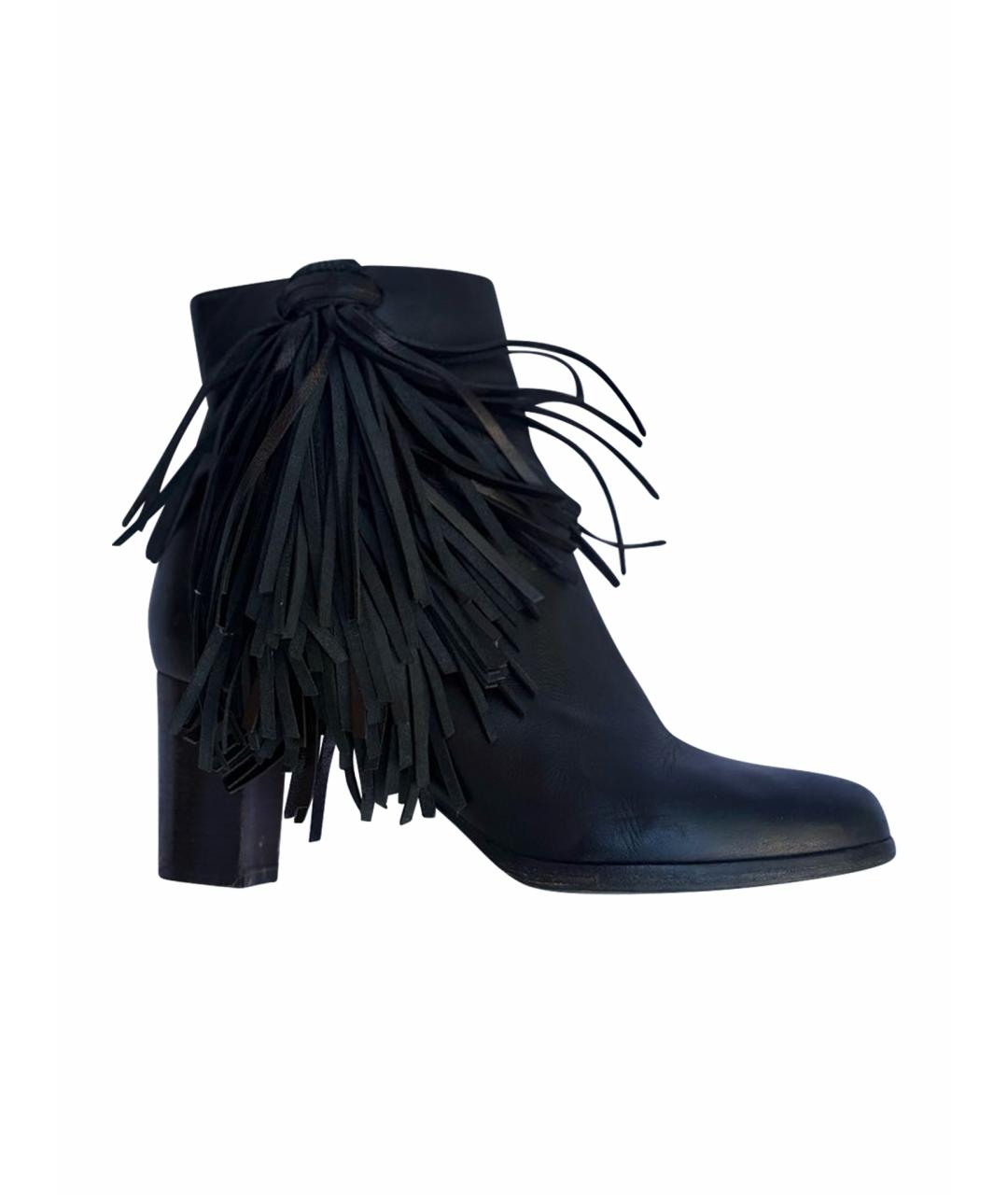 CHRISTIAN LOUBOUTIN Черные кожаные полусапоги, фото 1