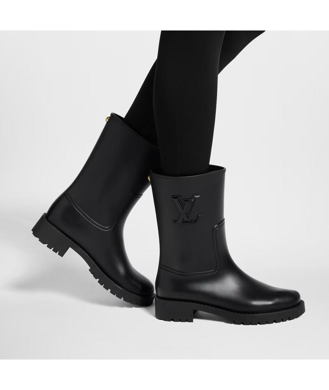 LOUIS VUITTON Черные резиновые сапоги, фото 5