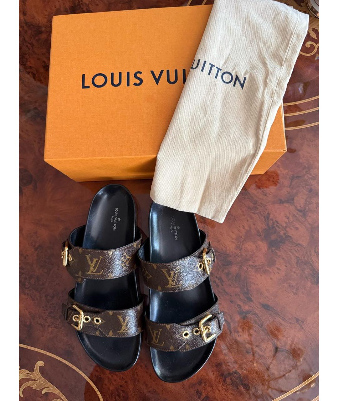 LOUIS VUITTON Коричневые шлепанцы, фото 6
