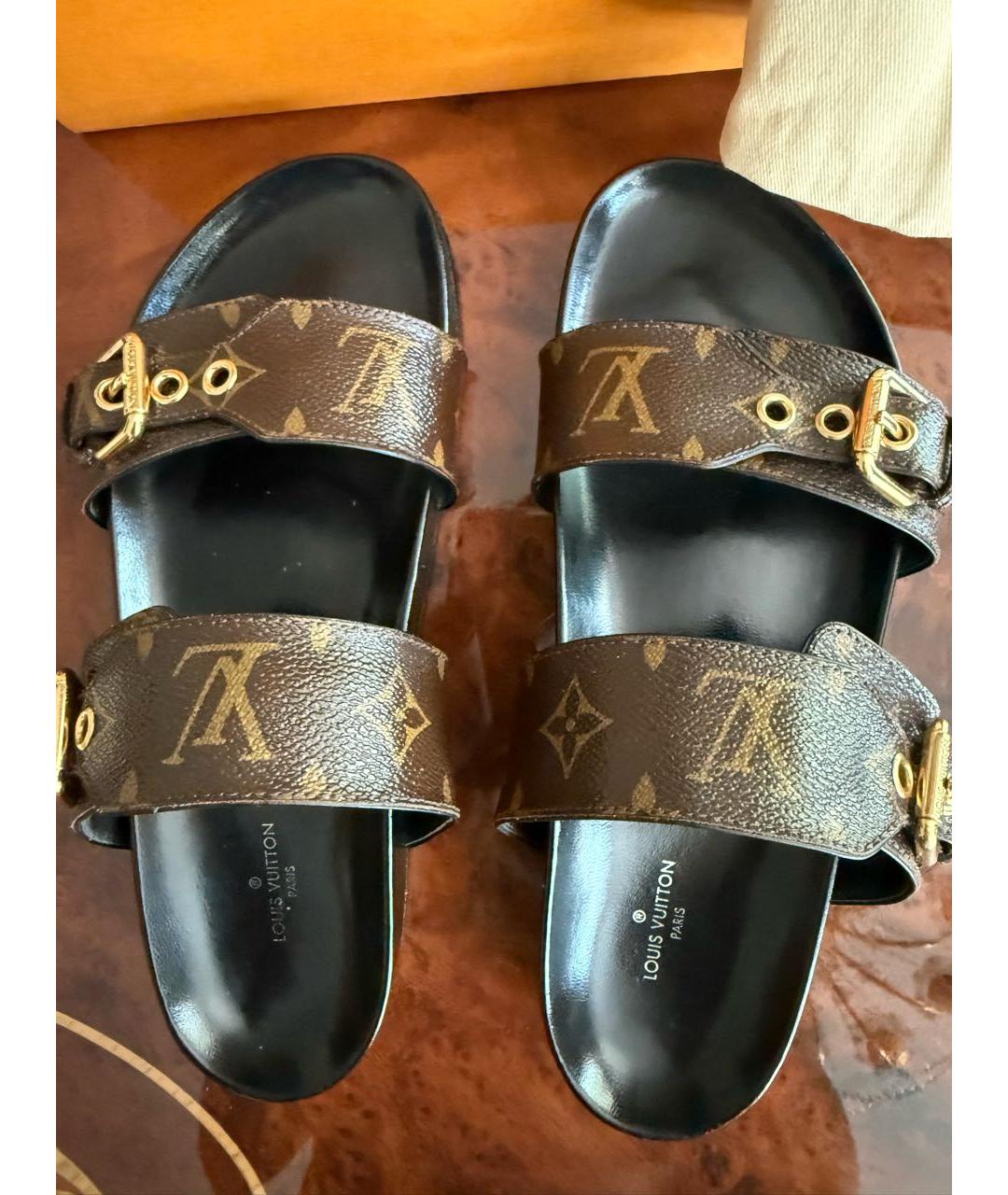 LOUIS VUITTON Коричневые шлепанцы, фото 3
