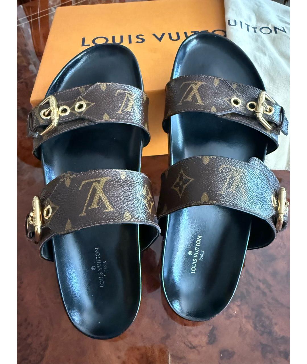 LOUIS VUITTON Коричневые шлепанцы, фото 5
