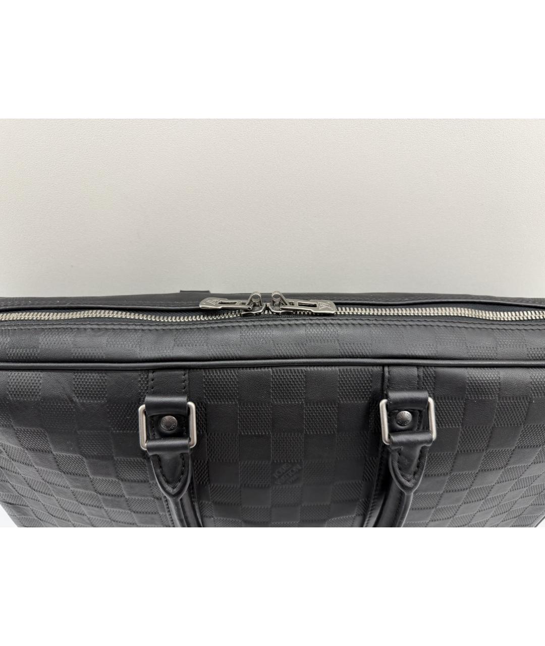 LOUIS VUITTON Черный кожаный портфель, фото 3
