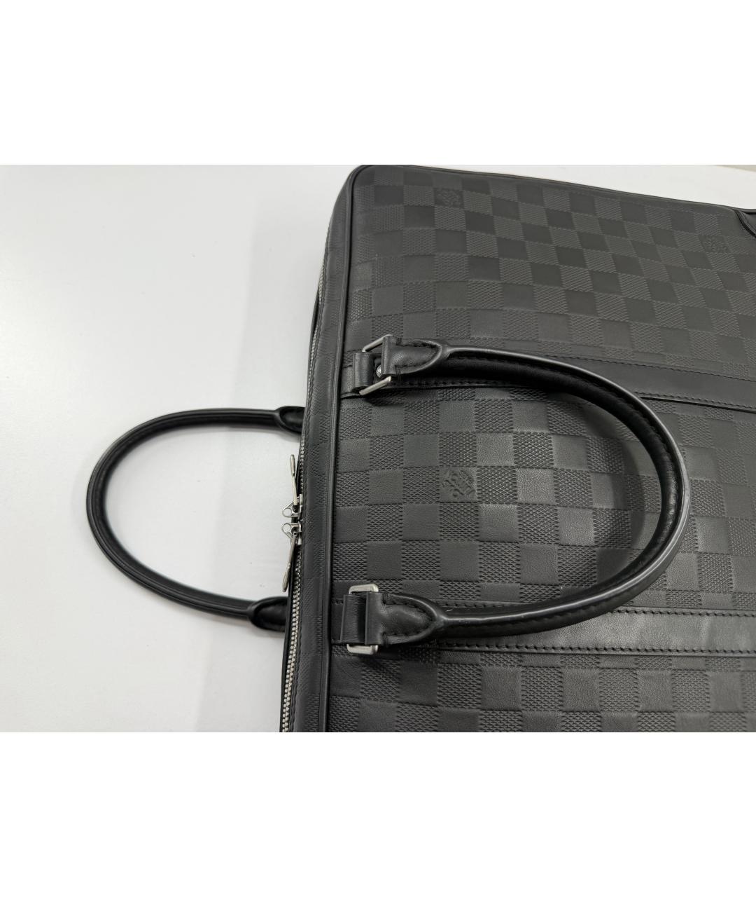 LOUIS VUITTON Черный кожаный портфель, фото 9