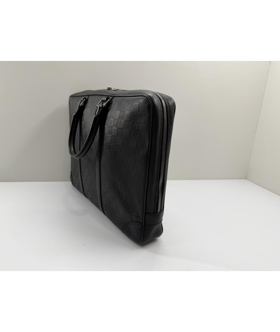 LOUIS VUITTON Черный кожаный портфель, фото 8