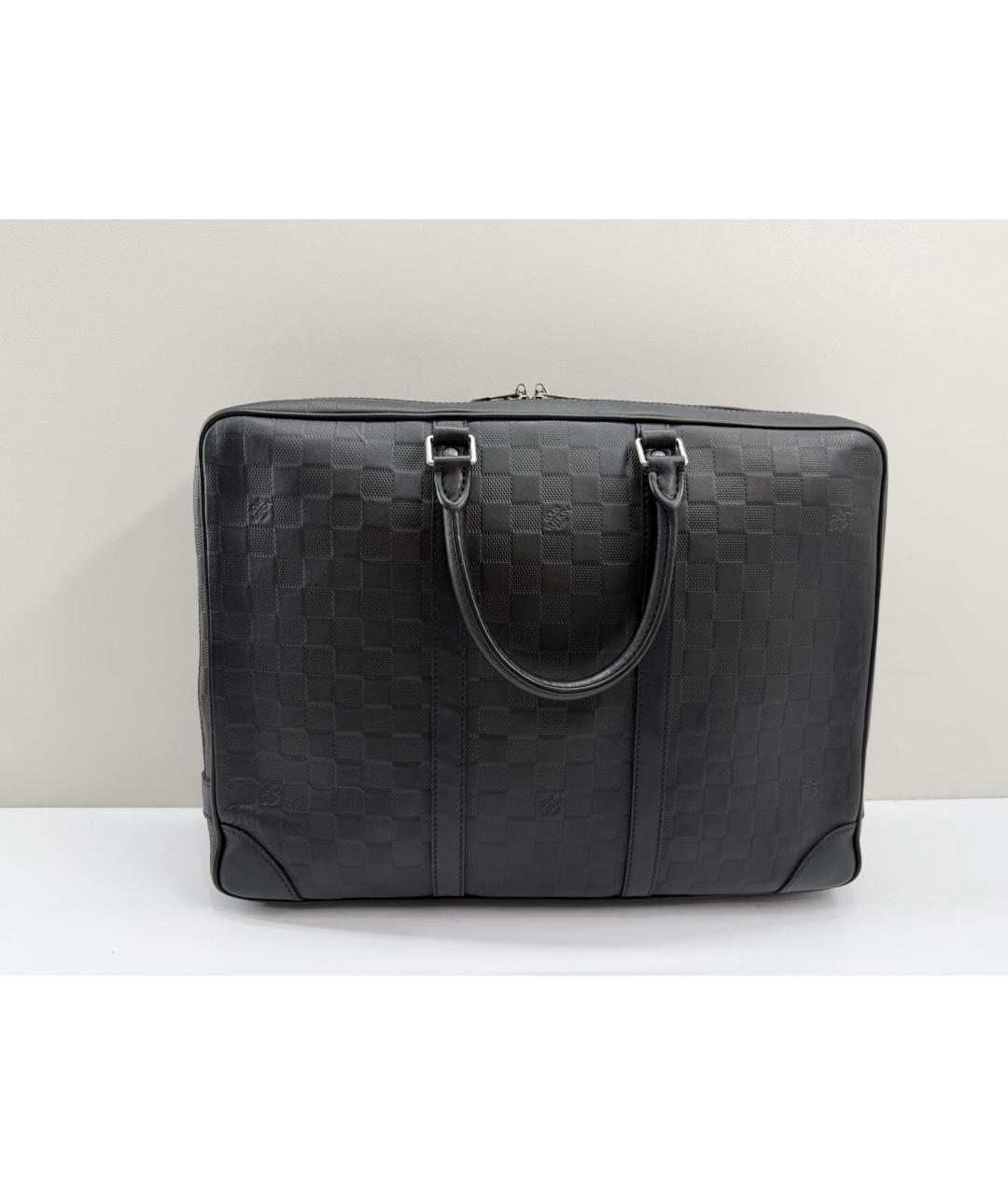 LOUIS VUITTON Черный кожаный портфель, фото 2