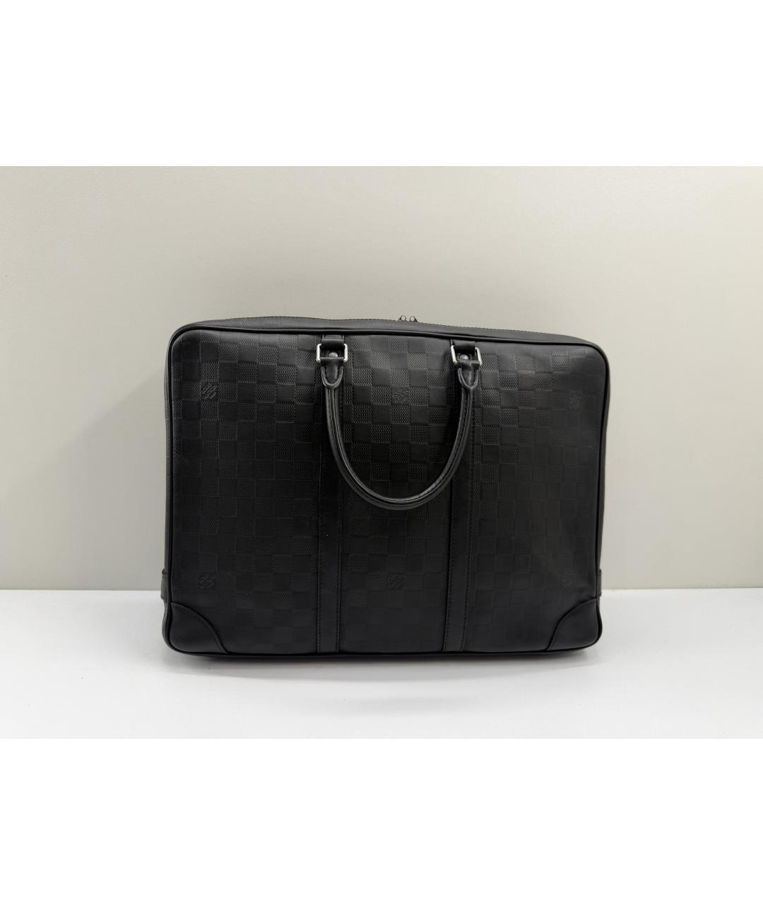 LOUIS VUITTON Черный кожаный портфель, фото 6