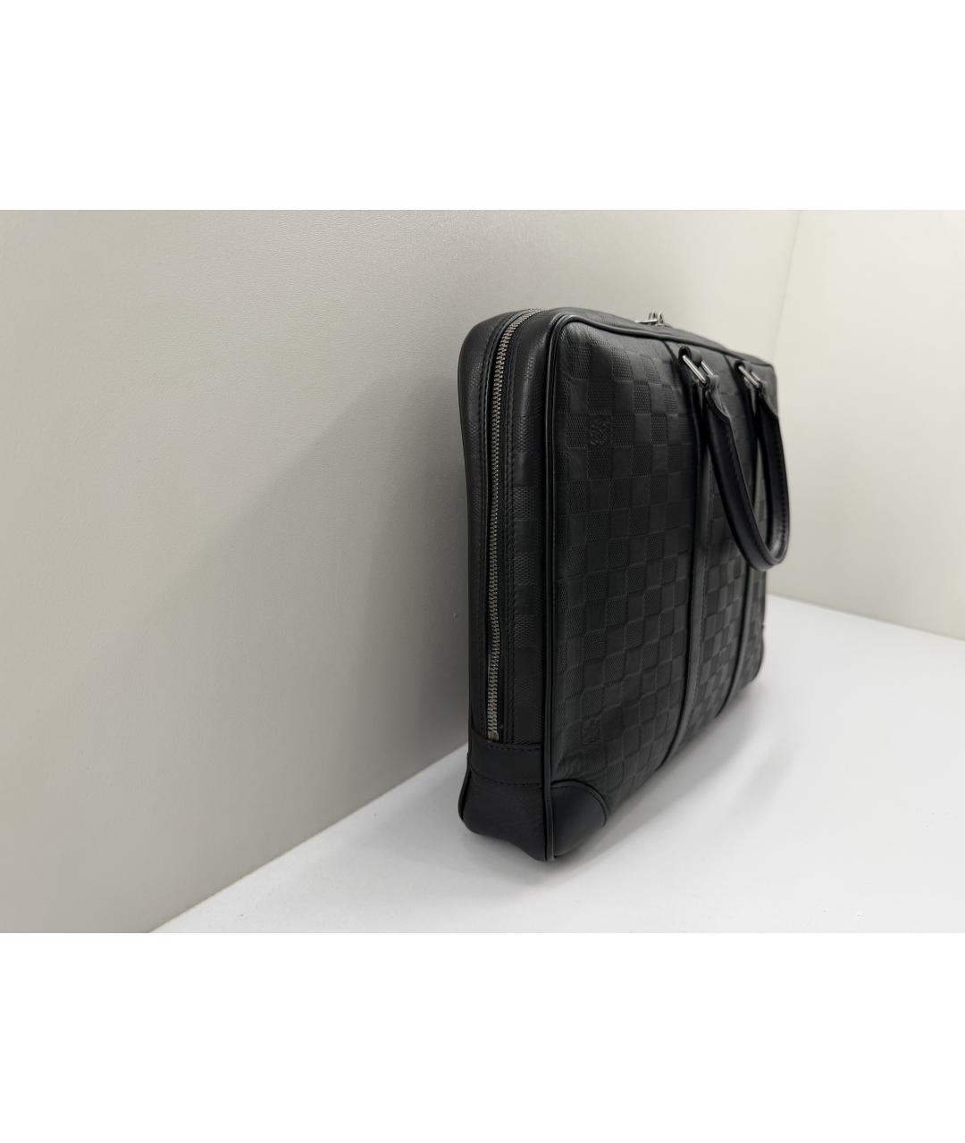 LOUIS VUITTON Черный кожаный портфель, фото 4