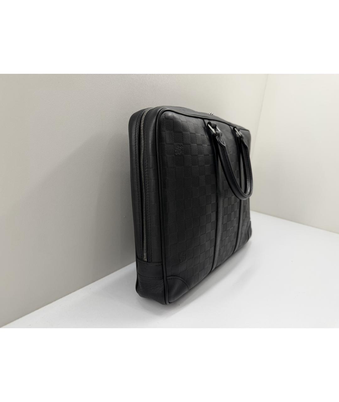 LOUIS VUITTON Черный кожаный портфель, фото 7