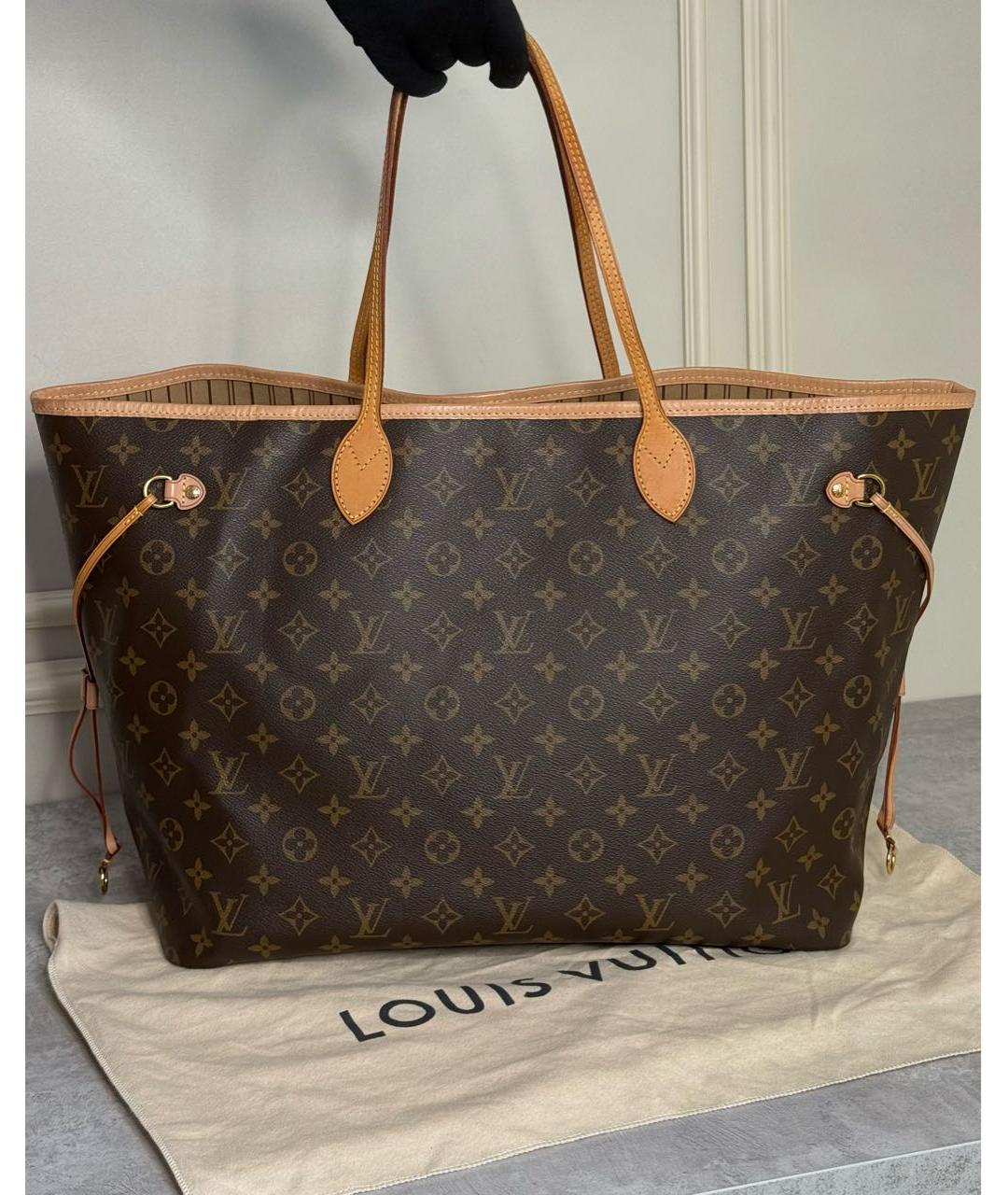 LOUIS VUITTON Коричневая сумка с короткими ручками из канвы, фото 2