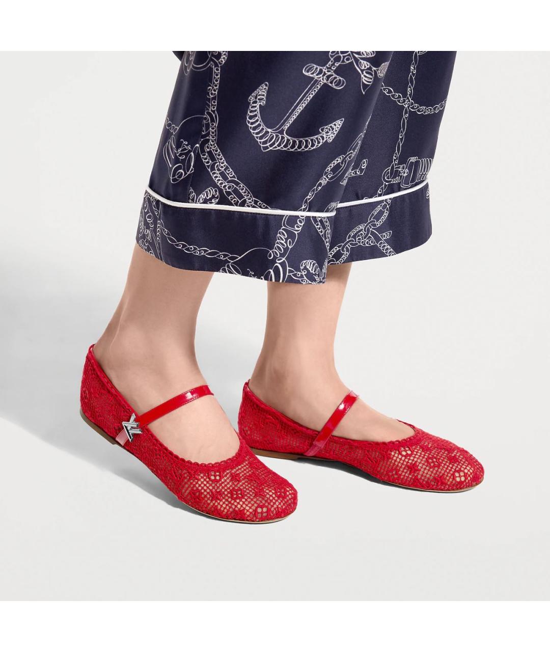 LOUIS VUITTON Красные текстильные балетки, фото 4