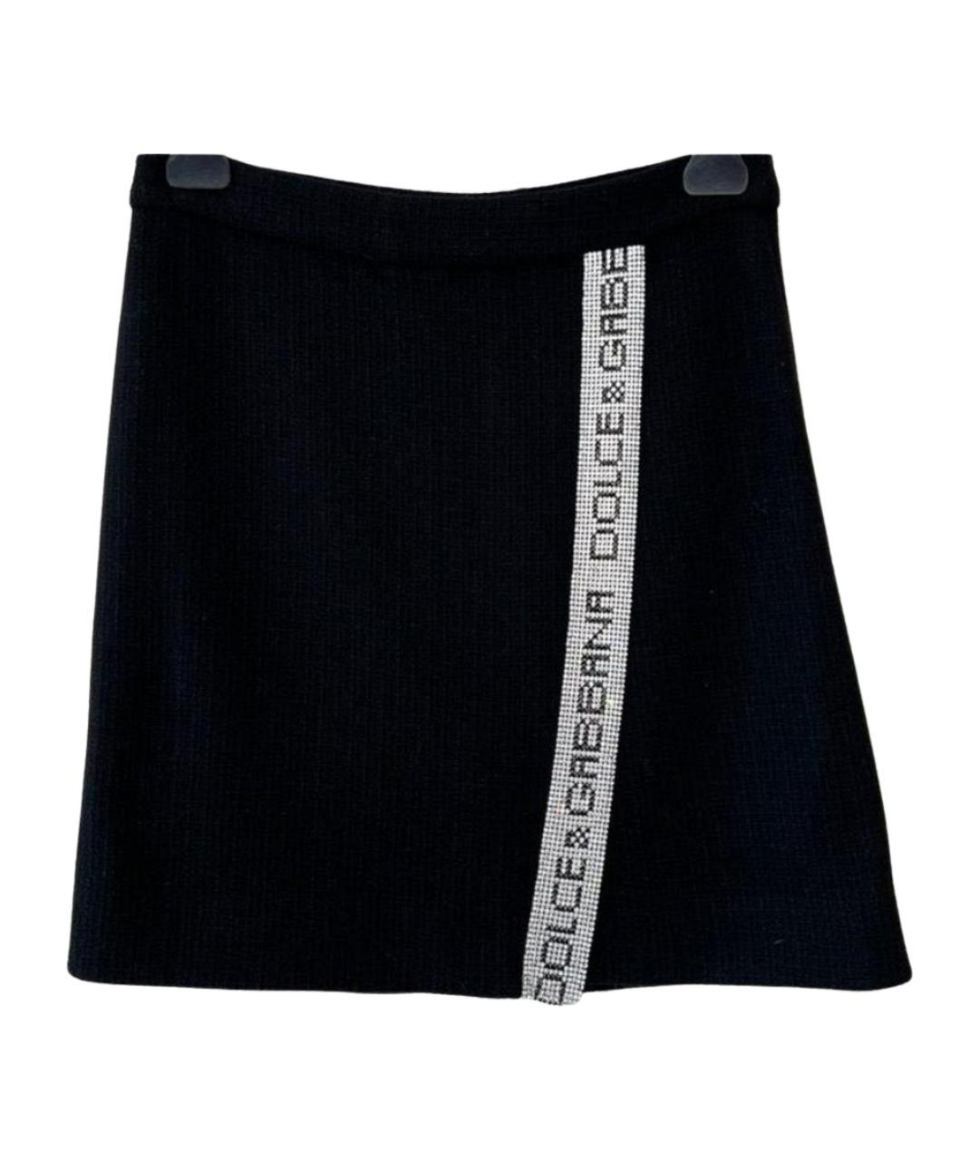 DOLCE&GABBANA Черная шерстяная юбка мини, фото 1