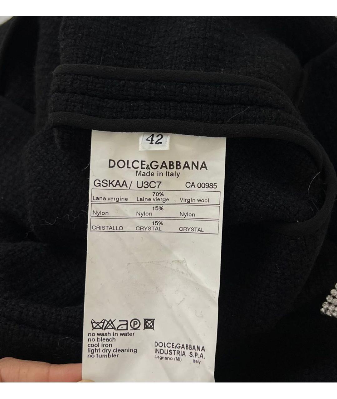 DOLCE&GABBANA Черная шерстяная юбка мини, фото 5
