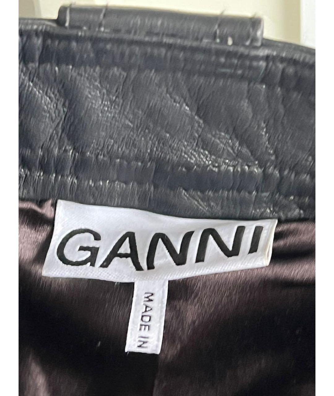GANNI Черные кожаные шорты, фото 6