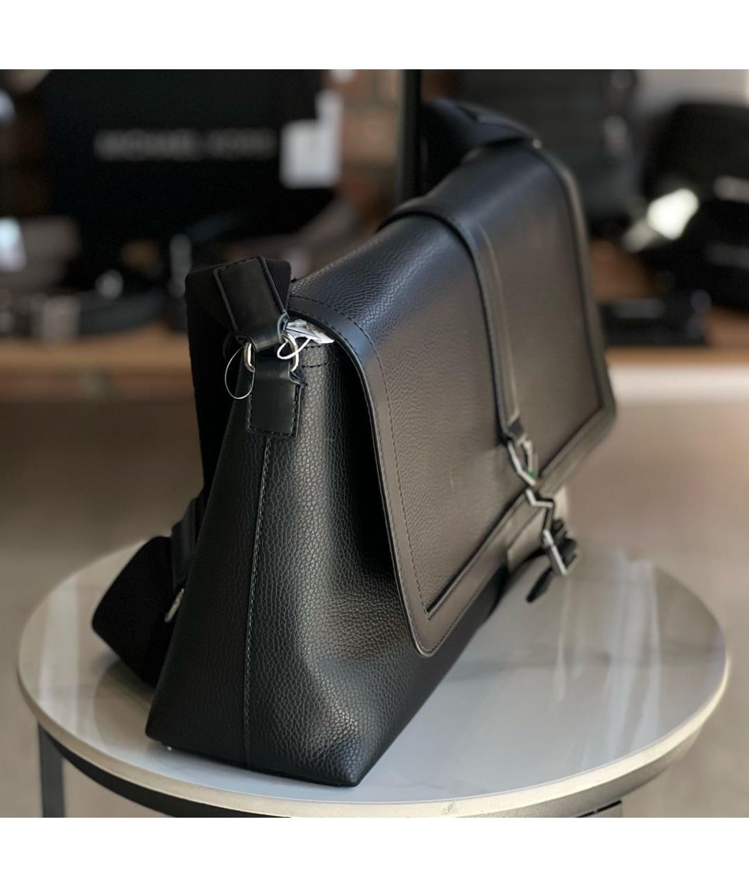 MICHAEL KORS Черный кожаный портфель, фото 2