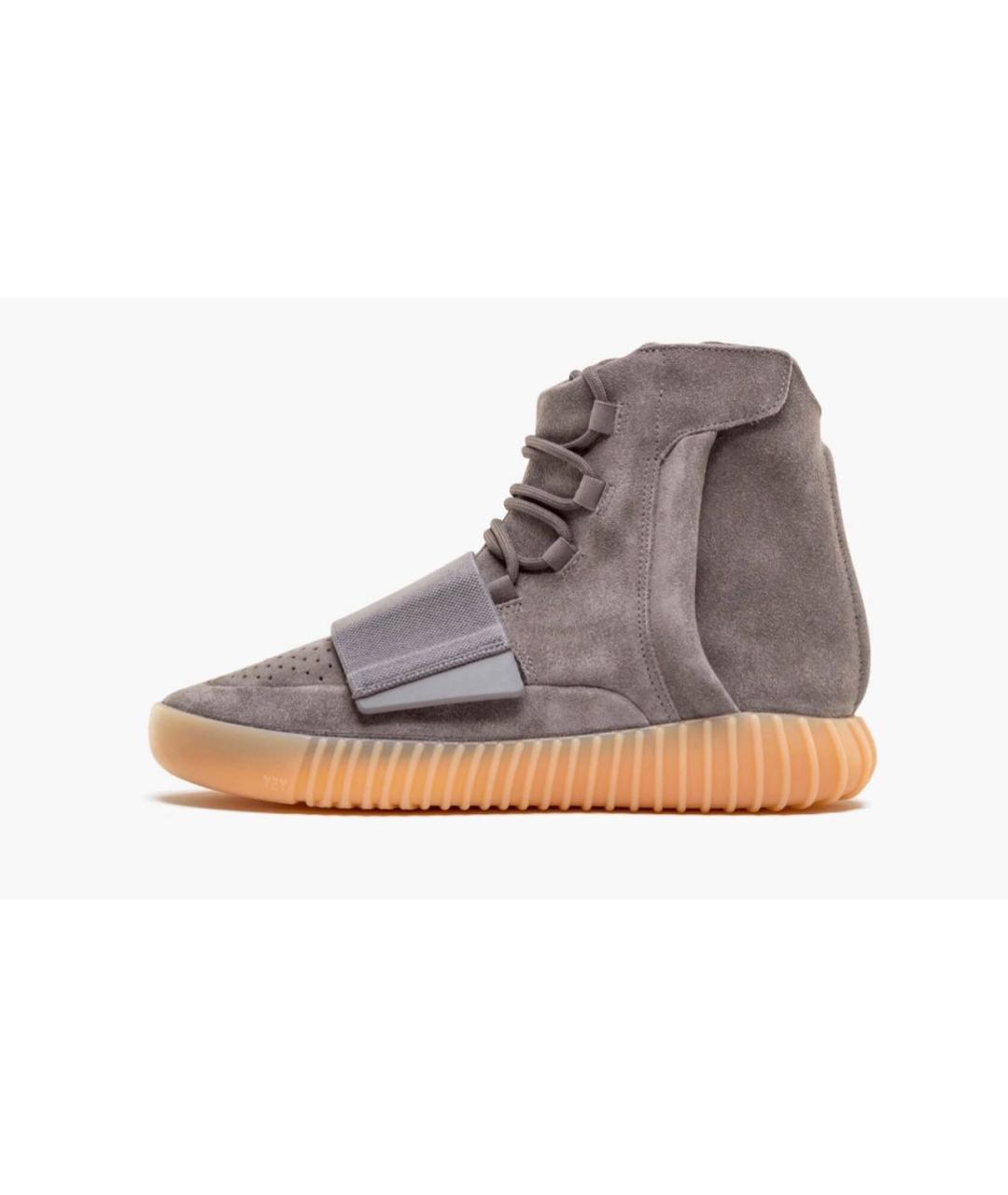 ADIDAS YEEZY Коричневые замшевые высокие кроссовки / кеды, фото 3