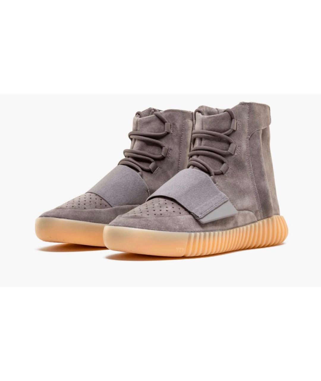 ADIDAS YEEZY Коричневые замшевые высокие кроссовки / кеды, фото 2