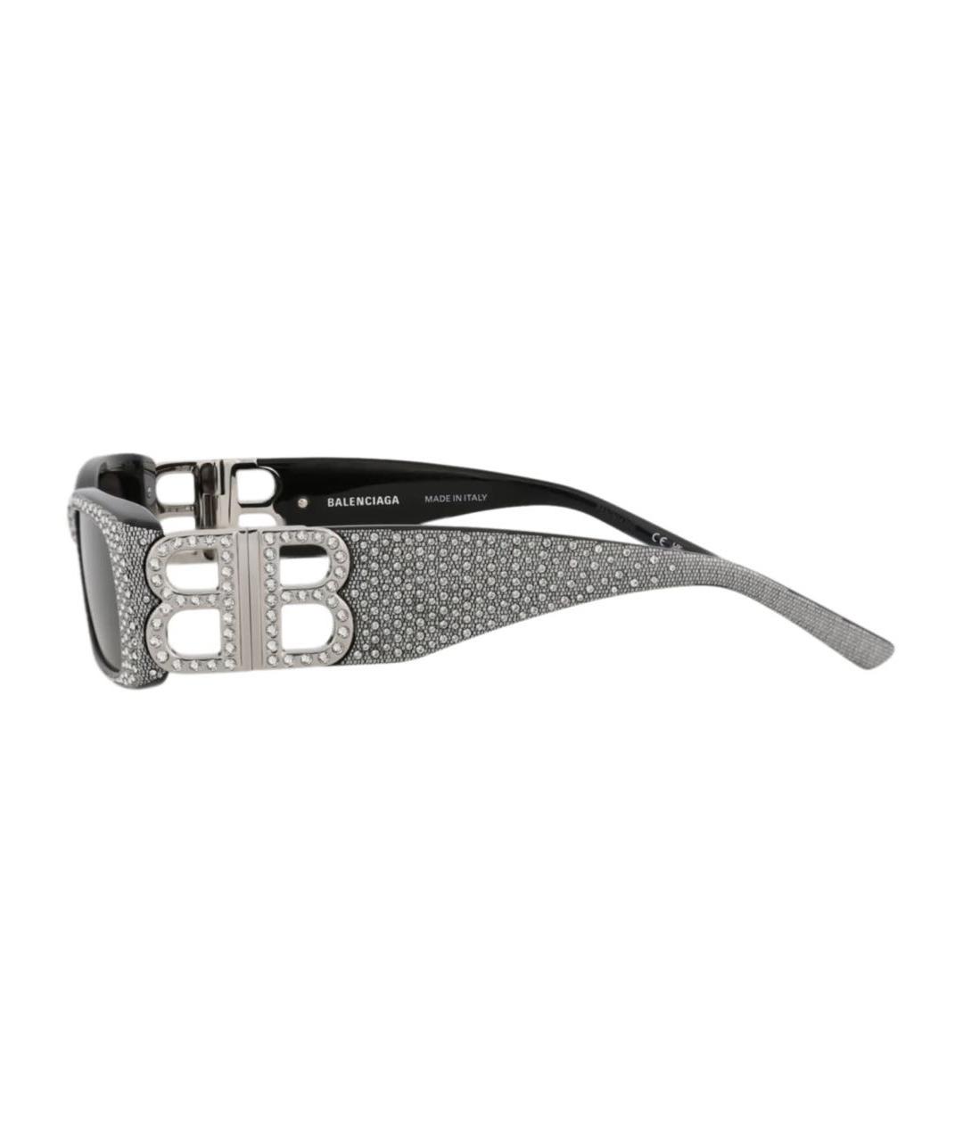 BALENCIAGA Серебряные пластиковые солнцезащитные очки, фото 4