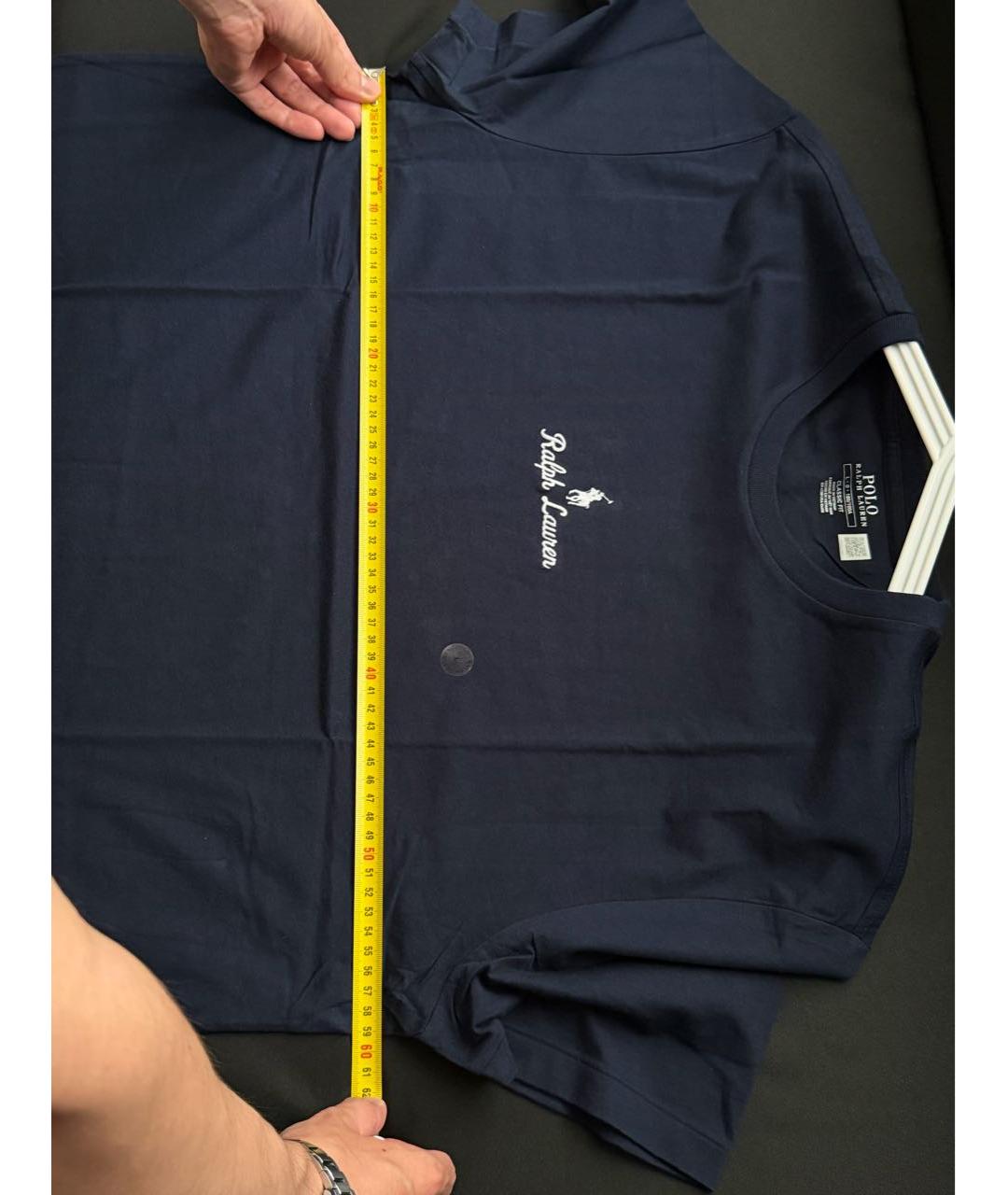 POLO RALPH LAUREN Темно-синяя хлопковая футболка, фото 5