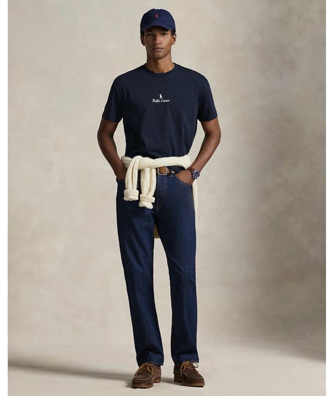 POLO RALPH LAUREN Темно-синяя хлопковая футболка, фото 3