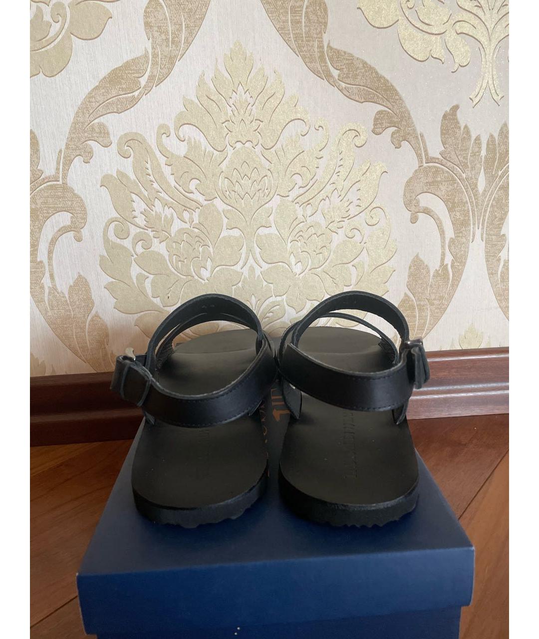 TRUSSARDI JEANS Черные сандалии из искусственной кожи, фото 4