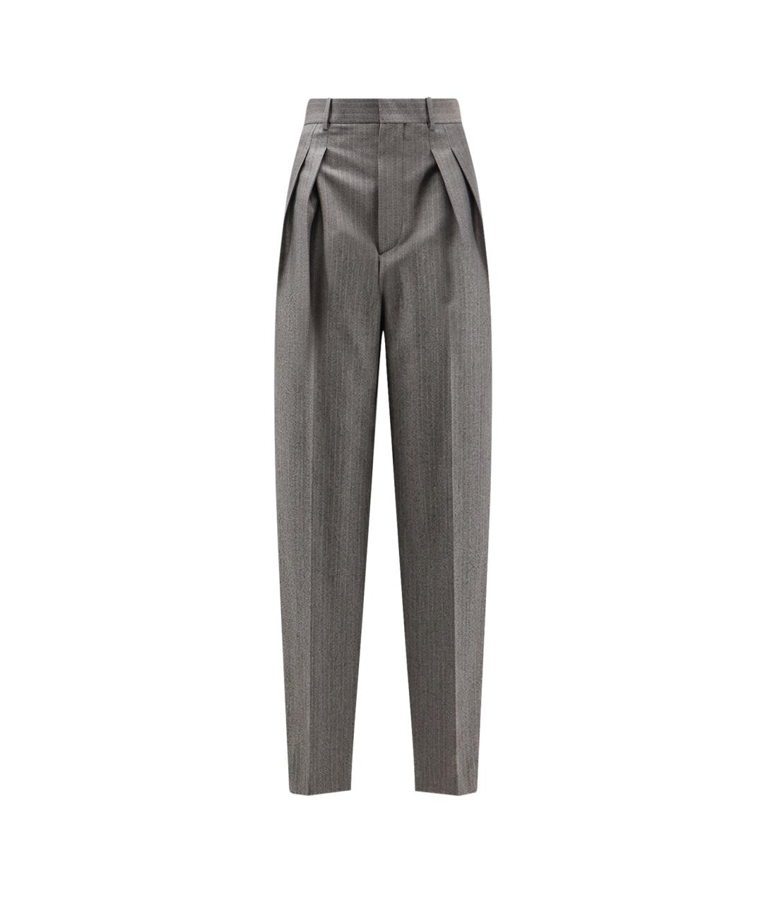 BOTTEGA VENETA Серые шерстяные прямые брюки, фото 1